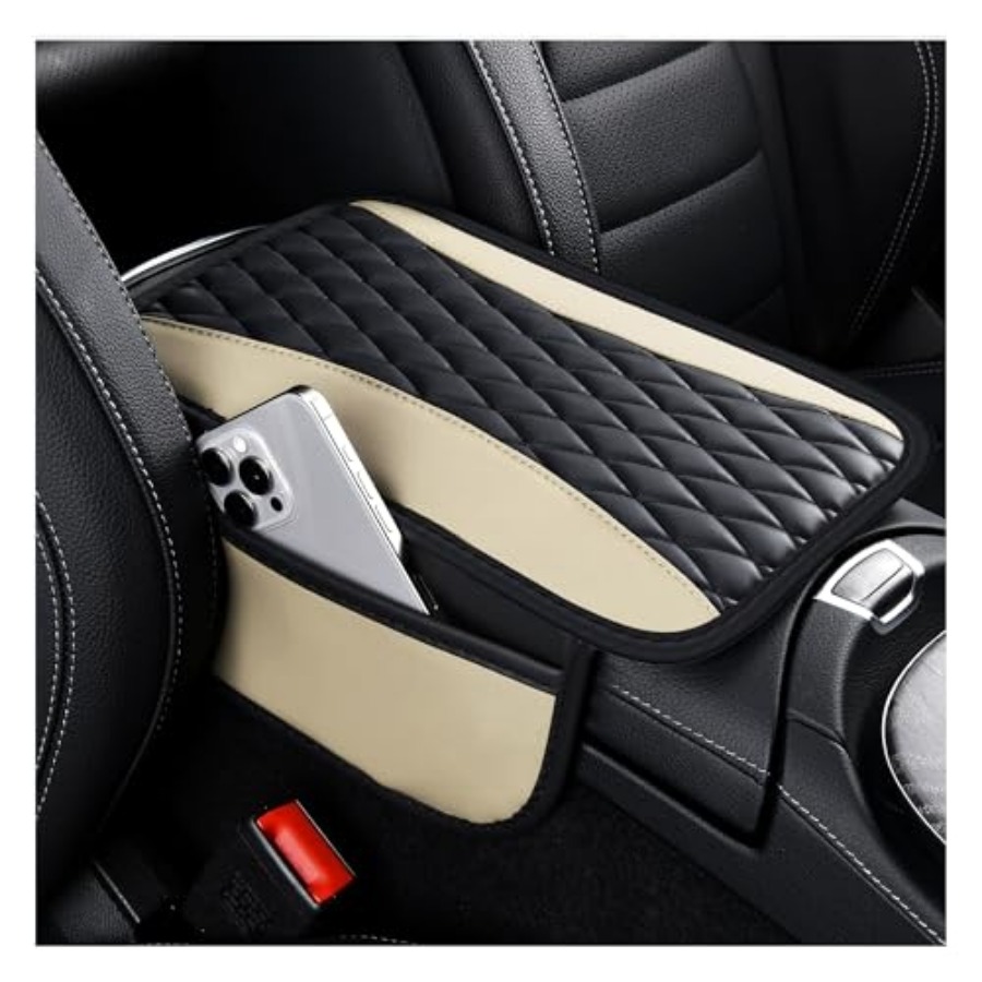 Leather Car Seat Cover - Patchwork Leather Center Console Covers for