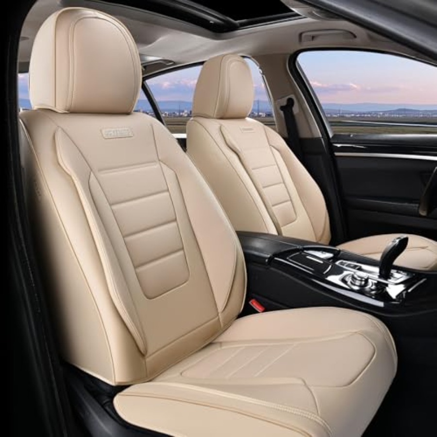 Leather Car Seat Cover - Front Seat Car Seat Covers Beige