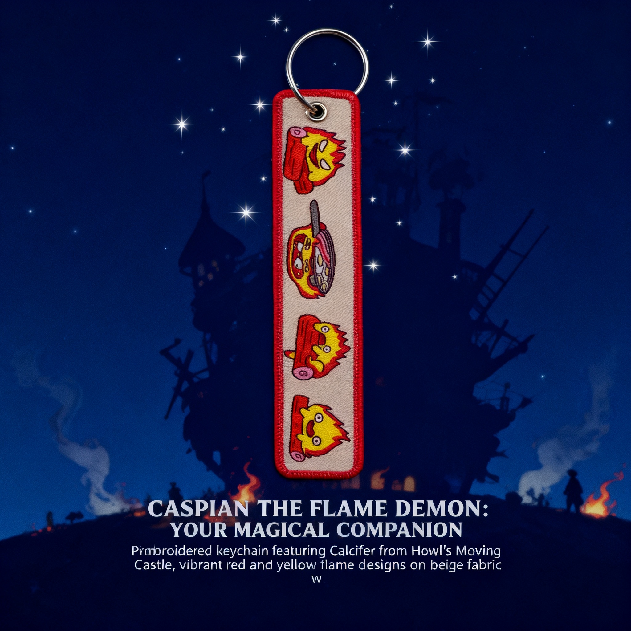 Car Accessories For Decoration - Anime Fire Embroidery Key Fobs Cute