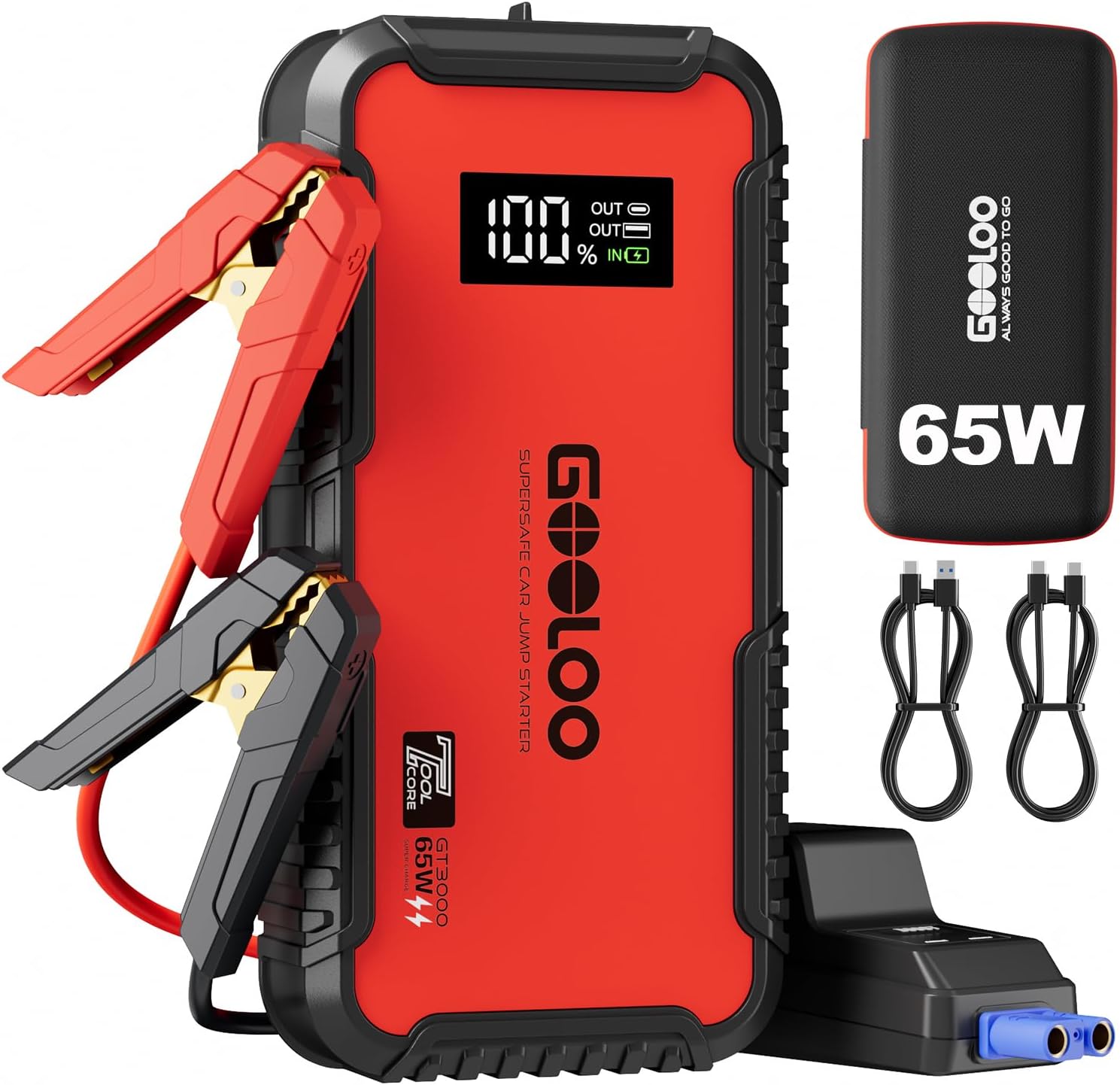 3000A Jump Starter, 65W Quick  – обзор и цена Portable Jump Starter