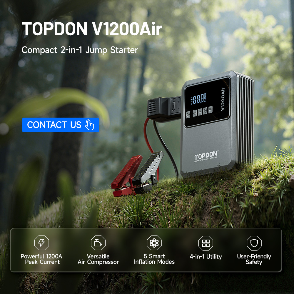 TOPDON V1200 Air 12V Jump Star – обзор и цена Portable Jump Starter