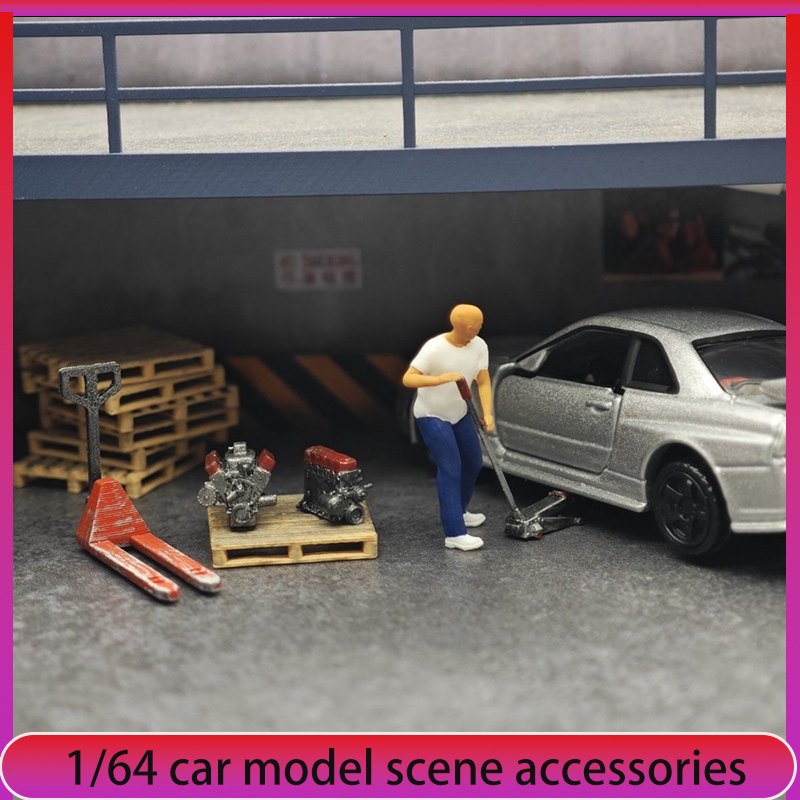1:64 Car Model Repair Shop Sce – обзор и цена Car Accessories For Decoration
