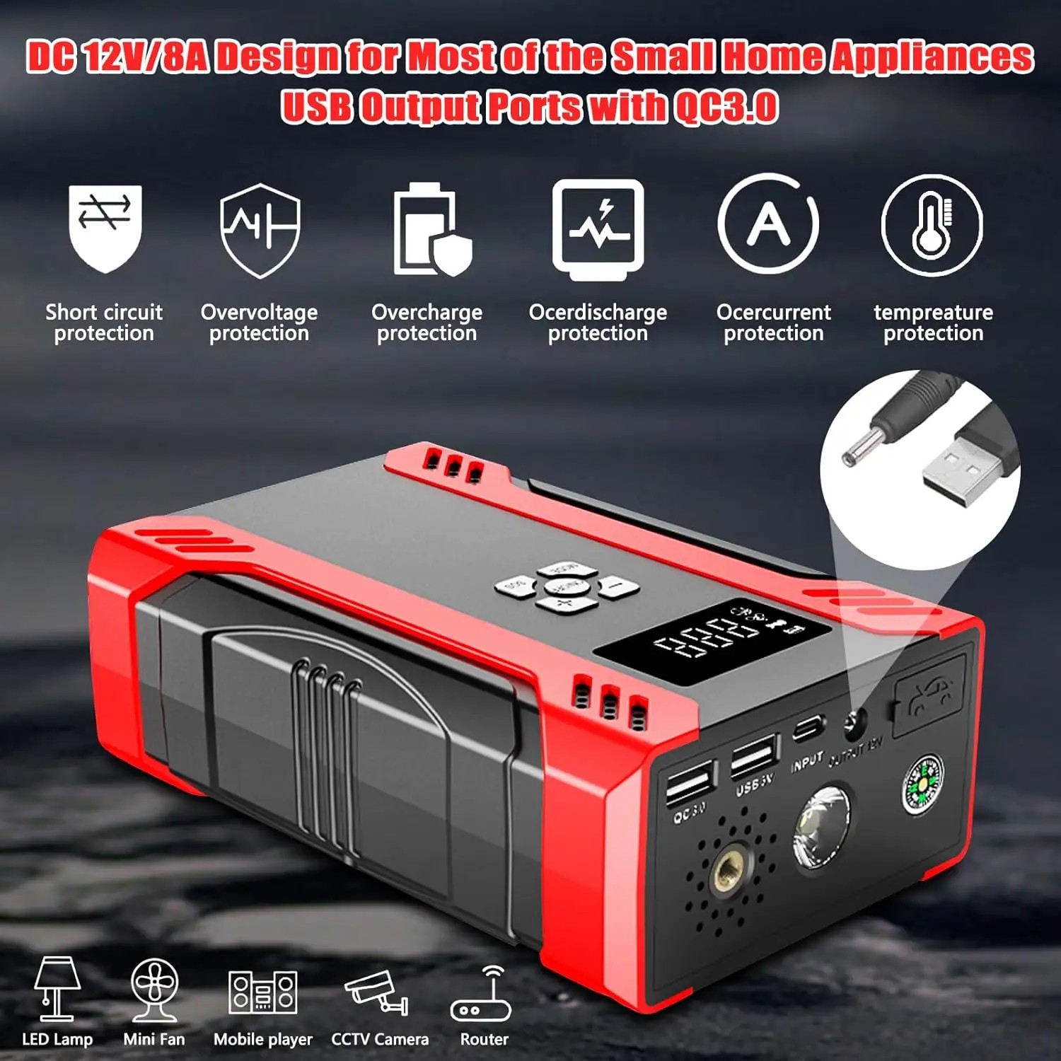 4-in-1 Multi-Function Car Jump – обзор и цена Portable Jump Starter