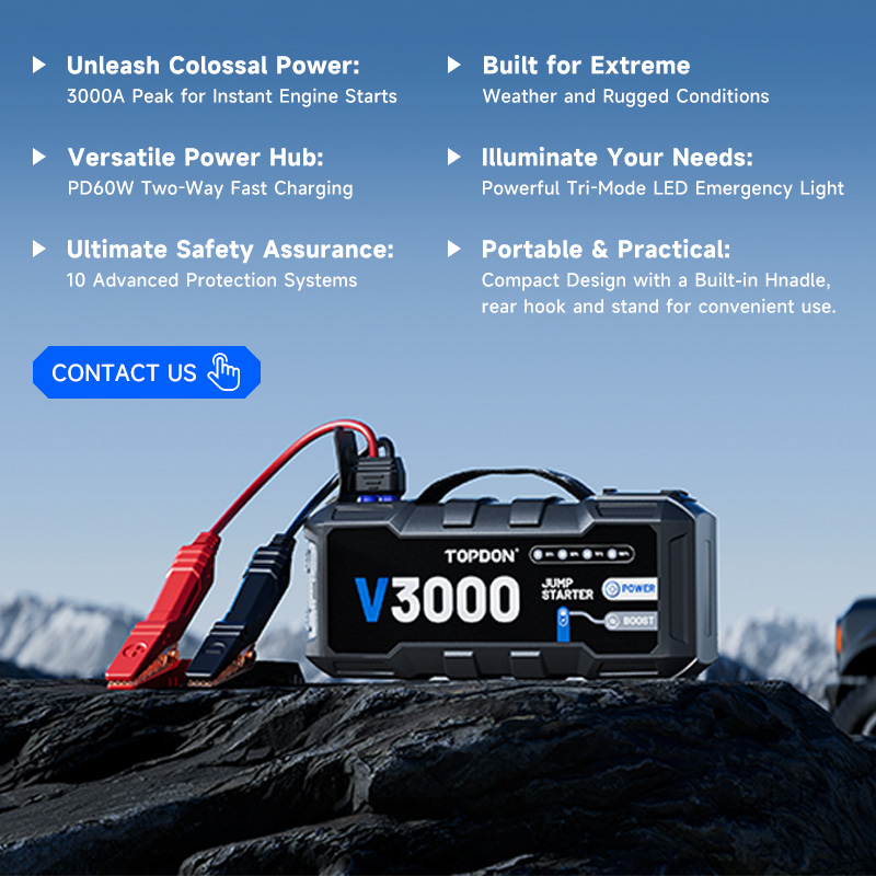 TOPDON V3000 3000A PD60W Bi-Di – обзор и цена Portable Jump Starter