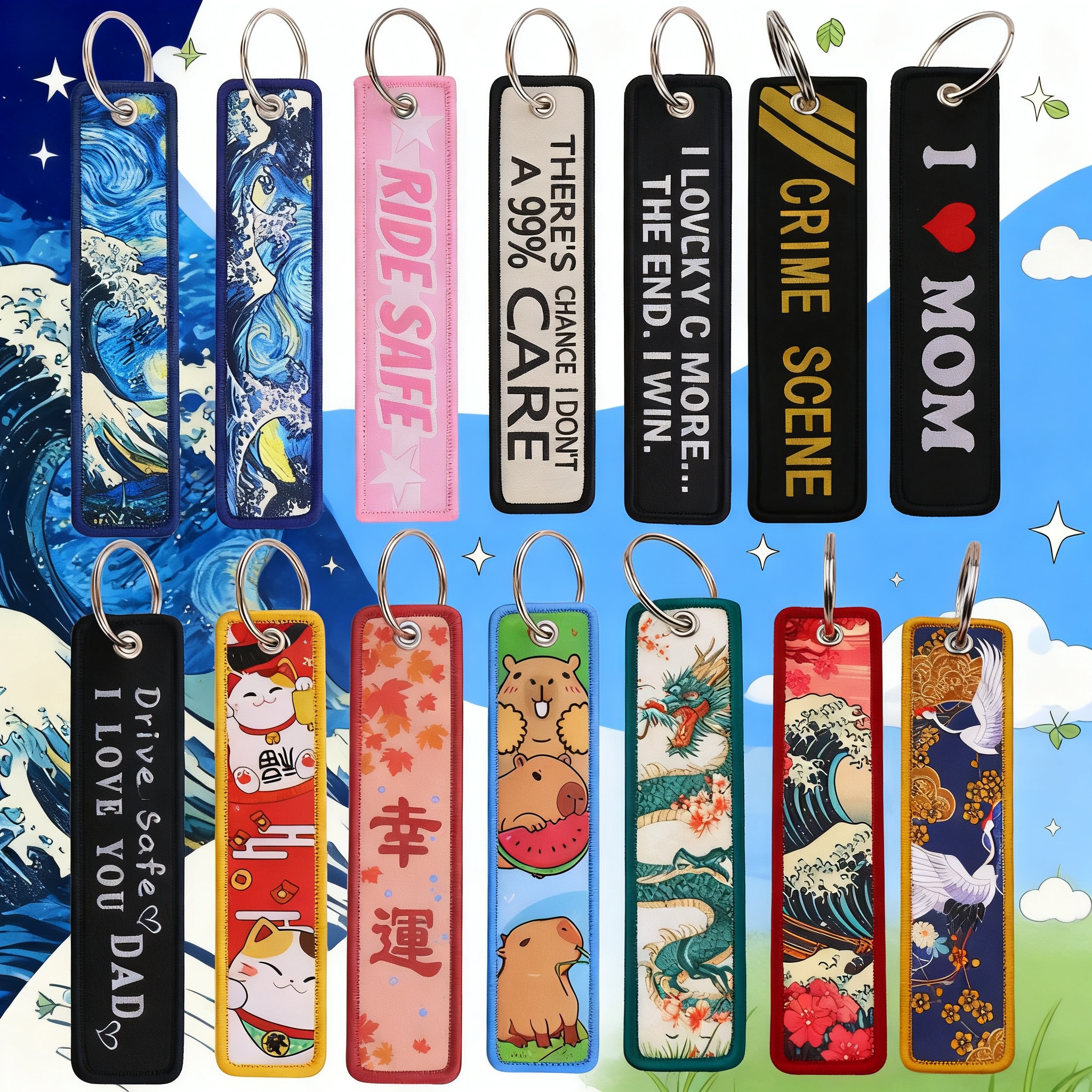 Van Gogh Embroidery Key Fobs K – обзор и цена Car Accessories Japan