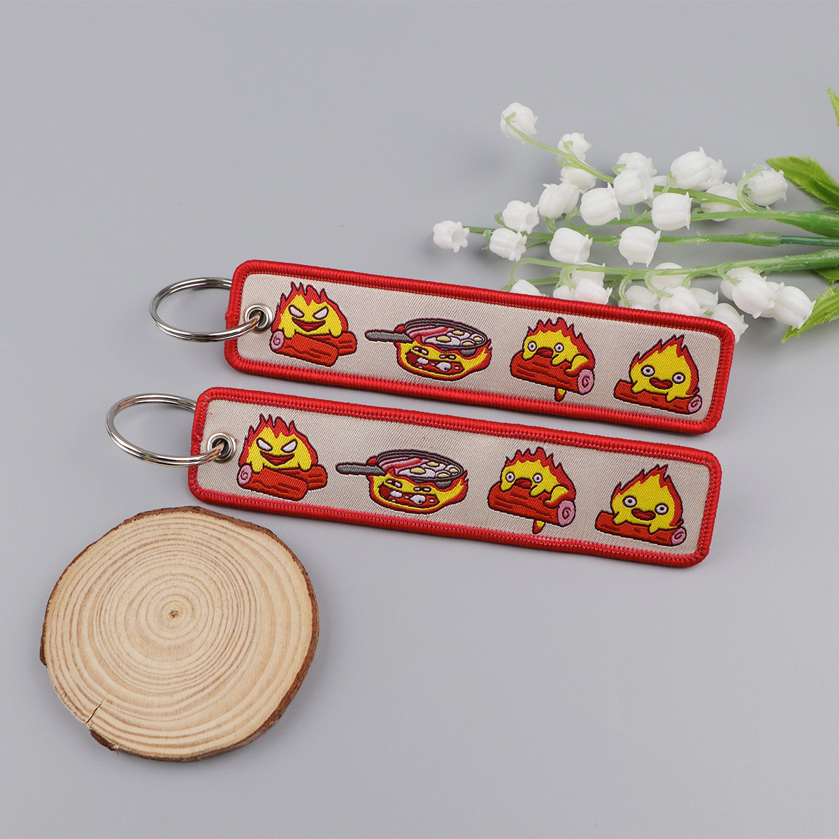 Anime Fire Embroidery Key Fobs – обзор и цена Car Accessories For Decoration