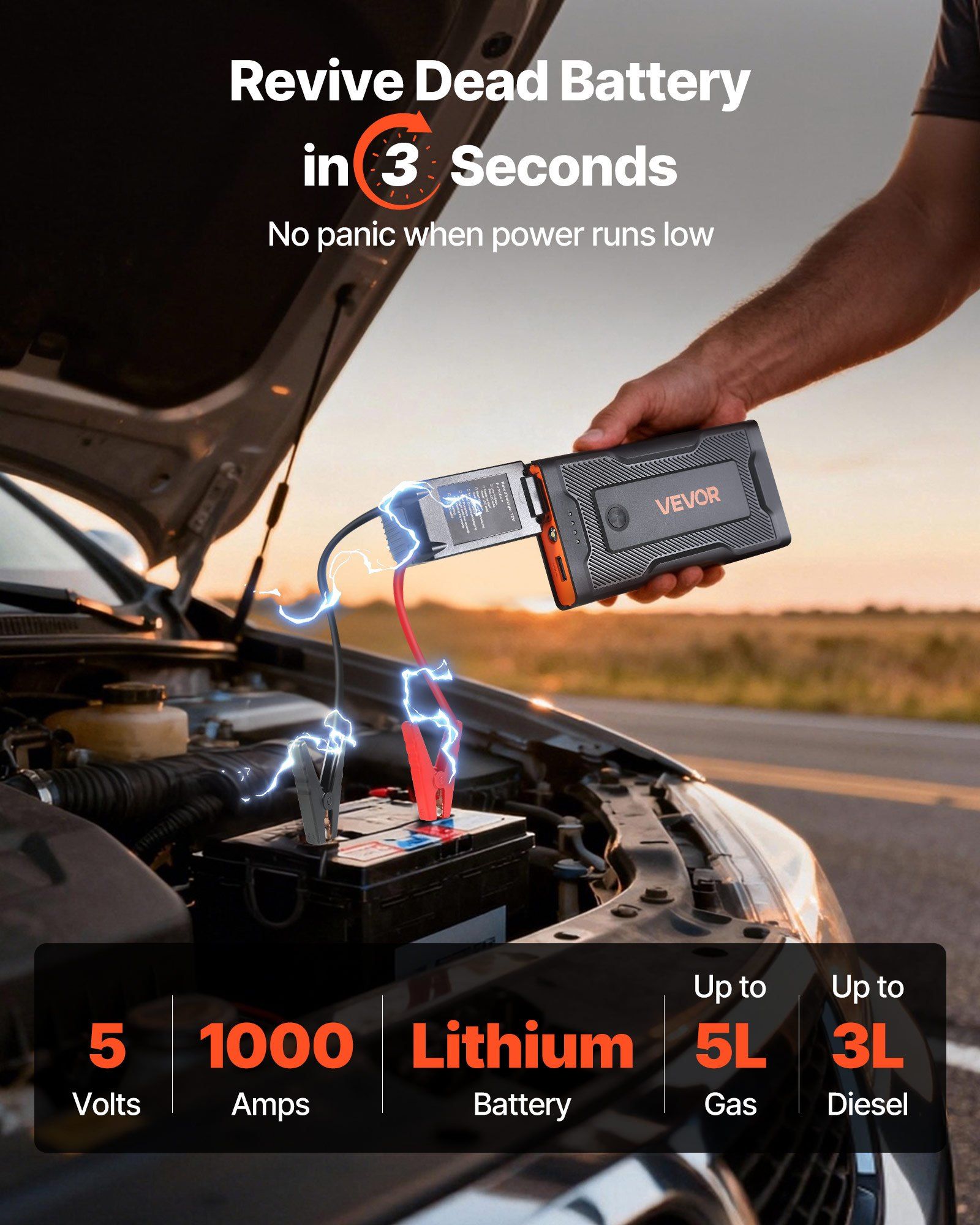 Jump Starter, 1000A Peak, Car  – обзор и цена Portable Jump Starter